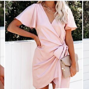 VICI - Blush Satin Wrap Dress